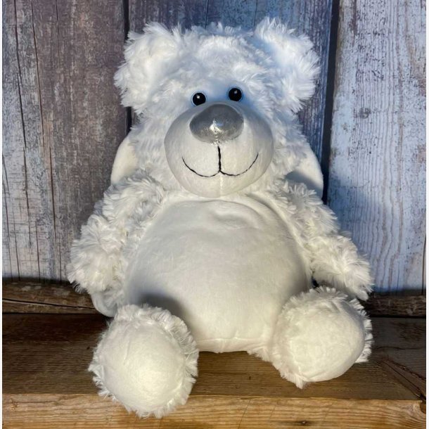 Bamsen "Engel" - Hvid plys pels